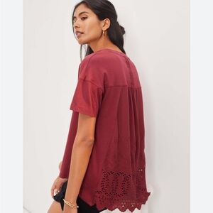Dark red Anthropologie short sleeve top size M